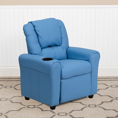 Light Blue Vinyl Kids Recliner