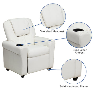 White Vinyl Kids Recliner