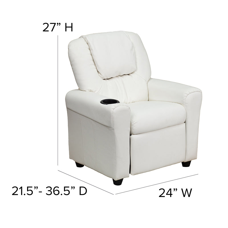 White Vinyl Kids Recliner