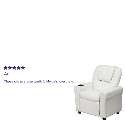 White Vinyl Kids Recliner