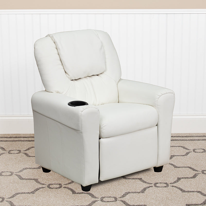 White Vinyl Kids Recliner