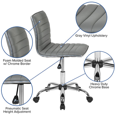 Gray Ribbed Task Office Chair