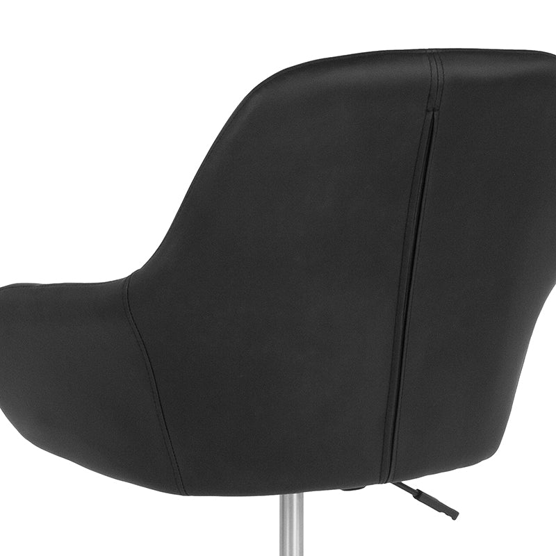 Black Leather Mid-back Chair