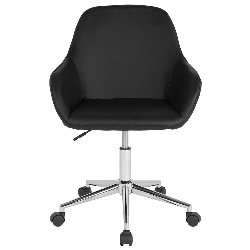 Black Leather Mid-back Chair