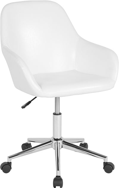 White Leather Mid-back Chair