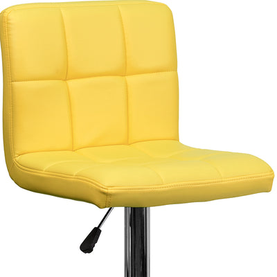 Yellow Quilted Vinyl Barstool