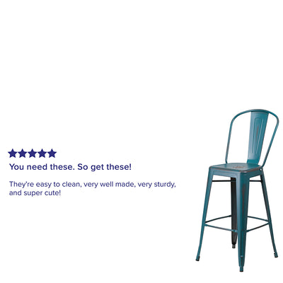 Distressed Blue-tl Metal Stool