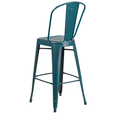 Distressed Blue-tl Metal Stool