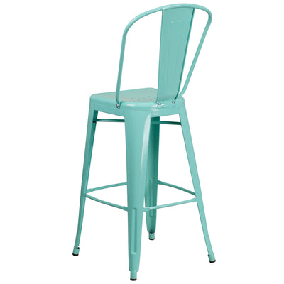 30" Mint Metal Outdoor Stool