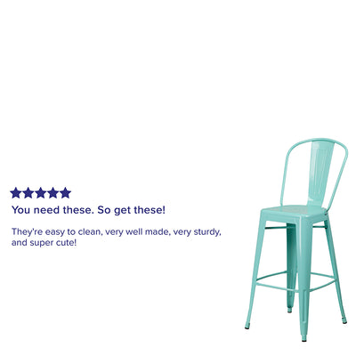 30" Mint Metal Outdoor Stool
