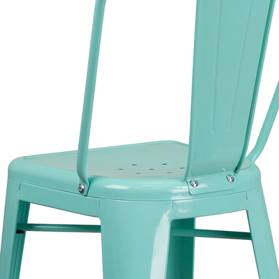 30" Mint Metal Outdoor Stool