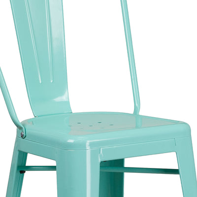 30" Mint Metal Outdoor Stool