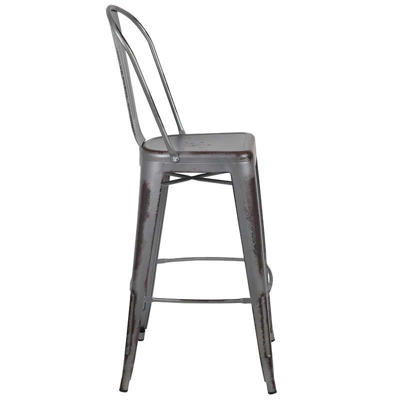 30"h Distressed Silver Stool