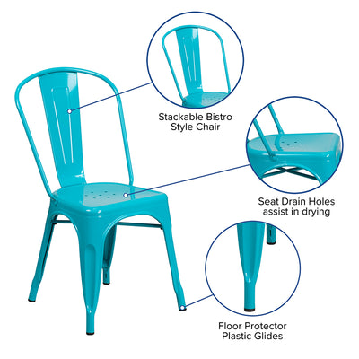 Crystal Teal-blue Metal Chair