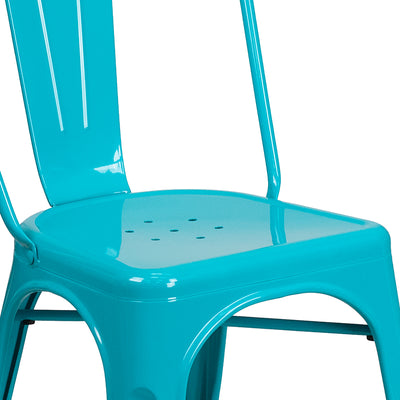 Crystal Teal-blue Metal Chair