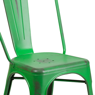 Distressed Green Metal Chair