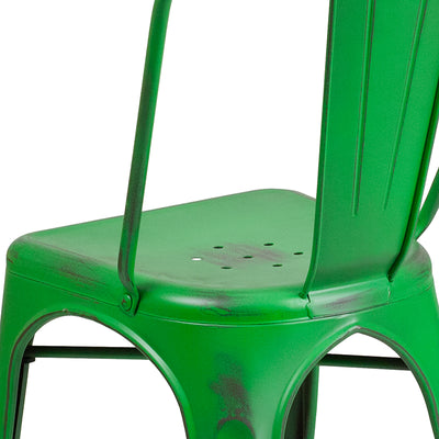 Distressed Green Metal Chair