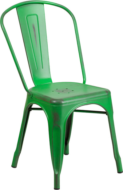 Distressed Green Metal Chair