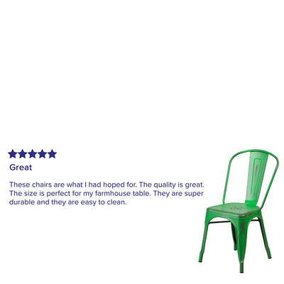 Distressed Green Metal Chair