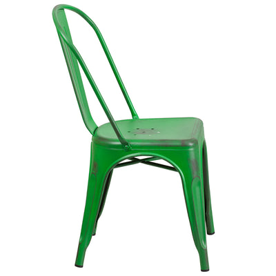 Distressed Green Metal Chair