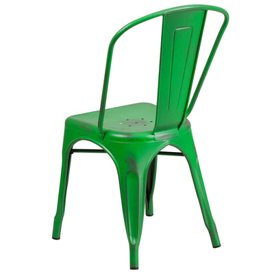 Distressed Green Metal Chair