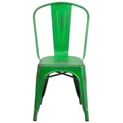 Distressed Green Metal Chair