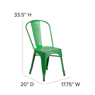 Distressed Green Metal Chair