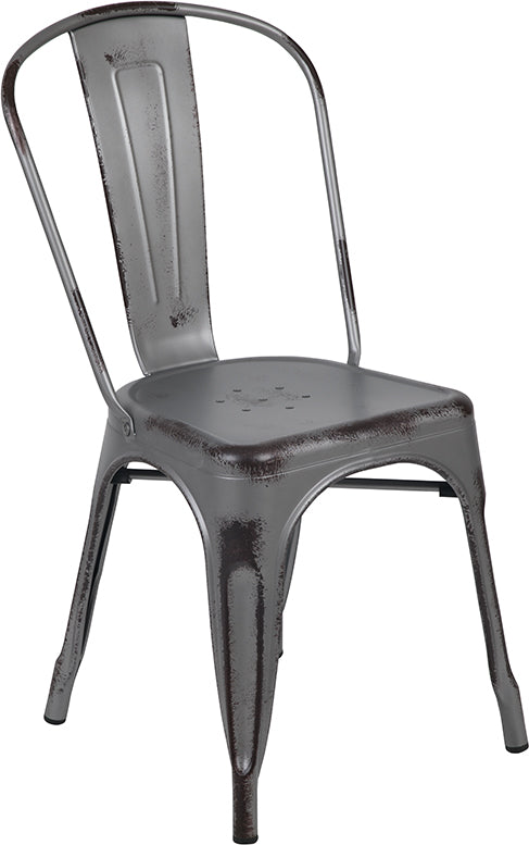 Distressed Silver Metal Chair