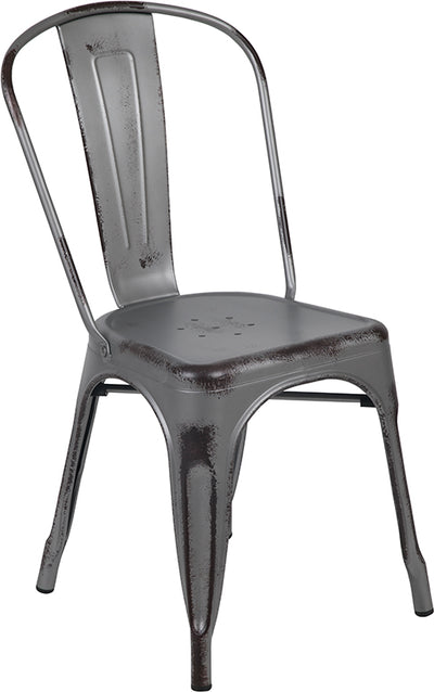 Distressed Silver Metal Chair