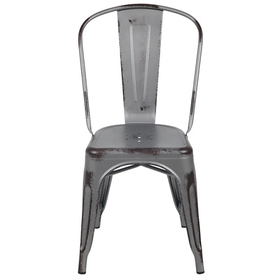Distressed Silver Metal Chair