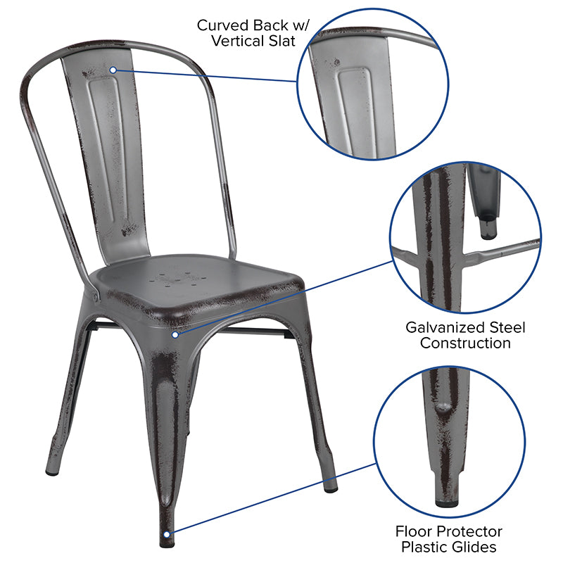 Distressed Silver Metal Chair