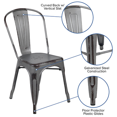 Distressed Silver Metal Chair
