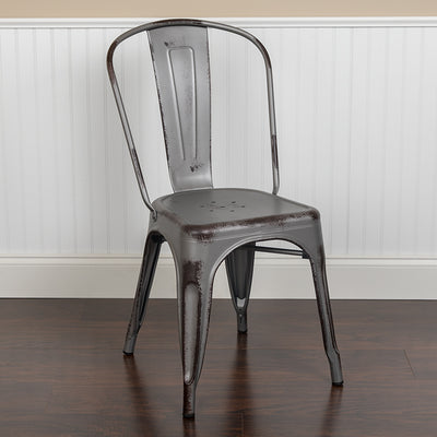 Distressed Silver Metal Chair