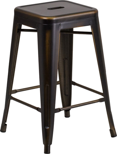 Distressed Copper Metal Stool