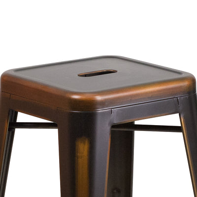 Distressed Copper Metal Stool
