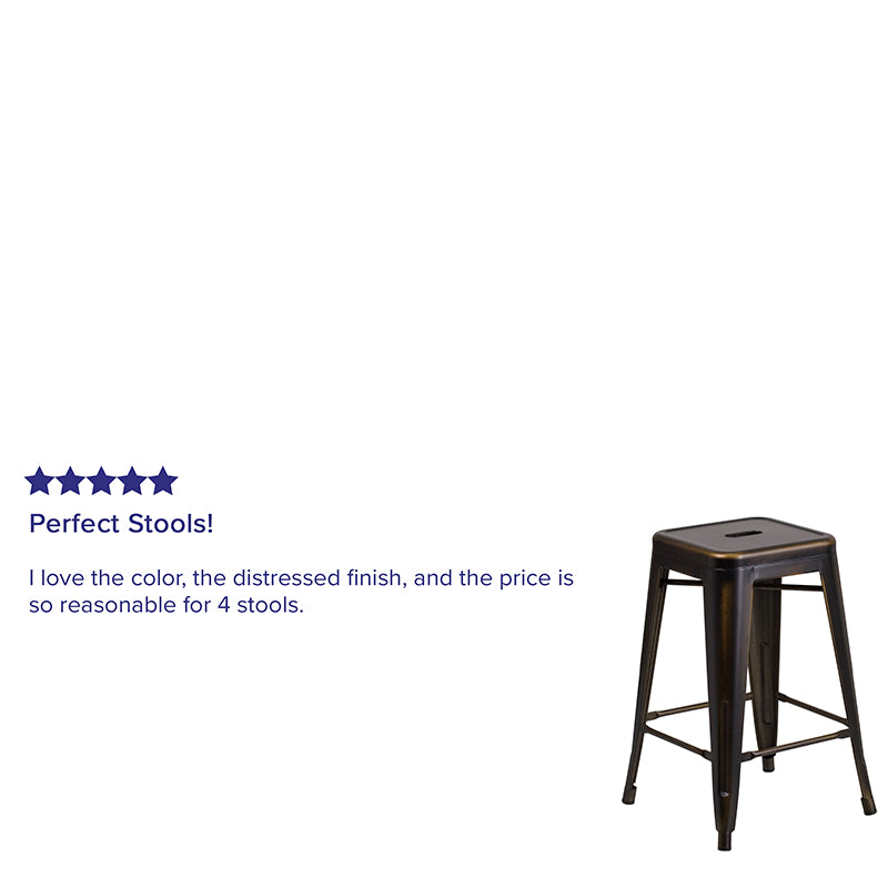 Distressed Copper Metal Stool