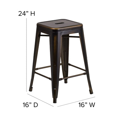 Distressed Copper Metal Stool