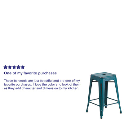 Distressed Blue-tl Metal Stool