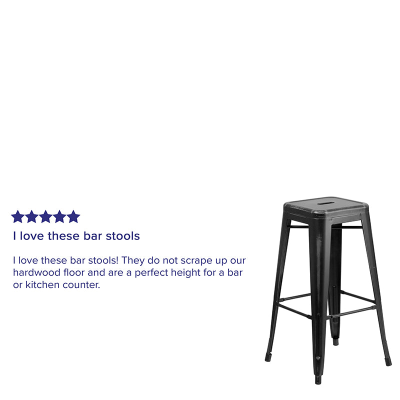 Distressed Black Metal Stool