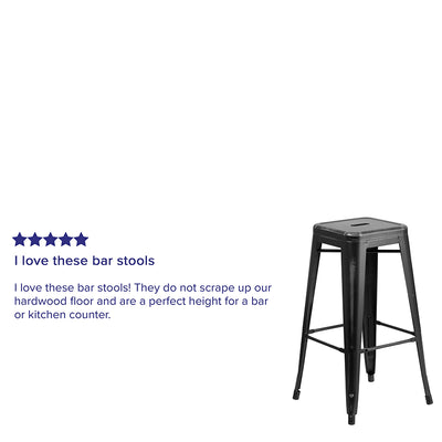 Distressed Black Metal Stool