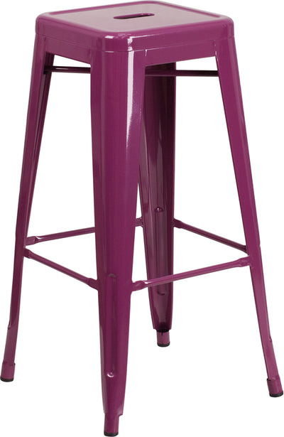 30" Purp No Back Metal Stool