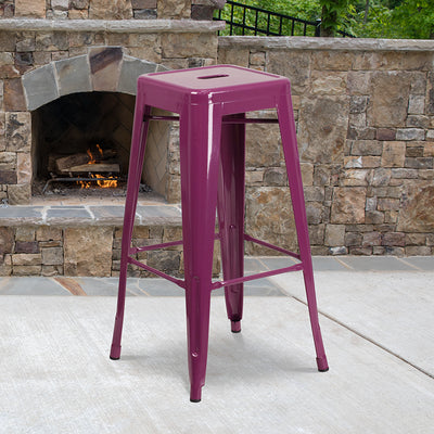 30" Purp No Back Metal Stool