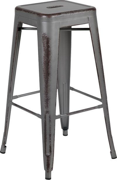 30"h Distressed Silver Stool
