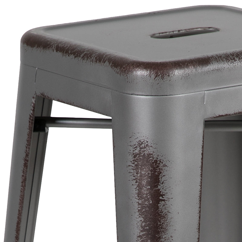 30"h Distressed Silver Stool