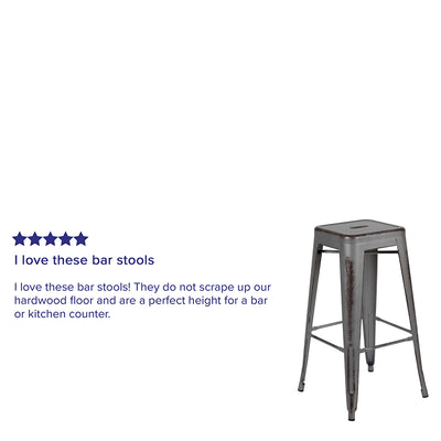 30"h Distressed Silver Stool