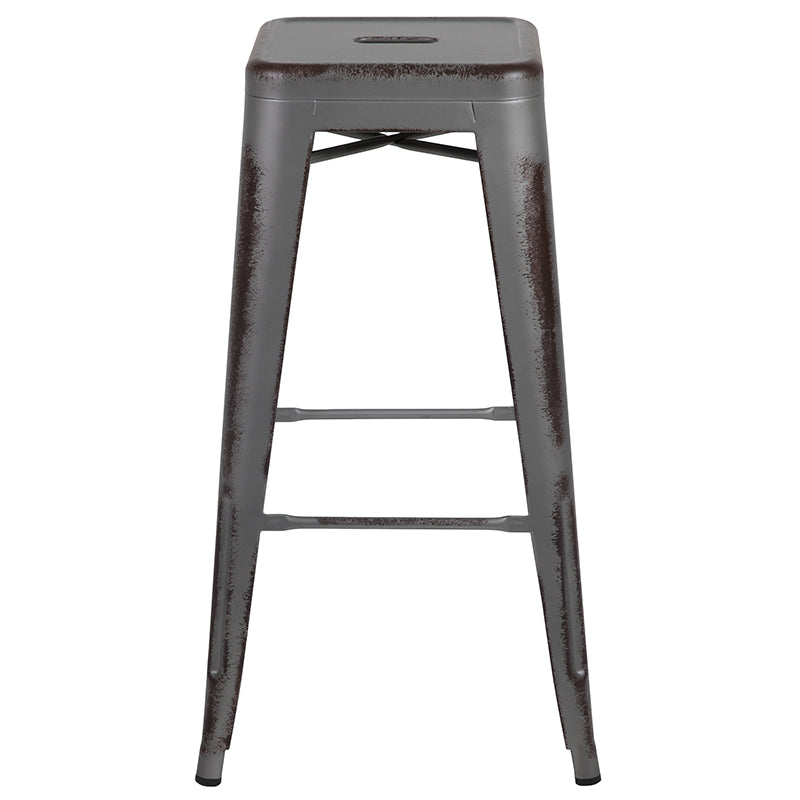 30"h Distressed Silver Stool