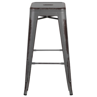 30"h Distressed Silver Stool