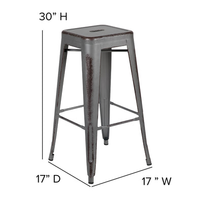 30"h Distressed Silver Stool