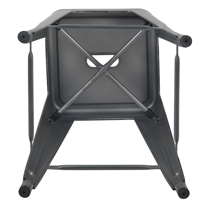 30"h Distressed Silver Stool