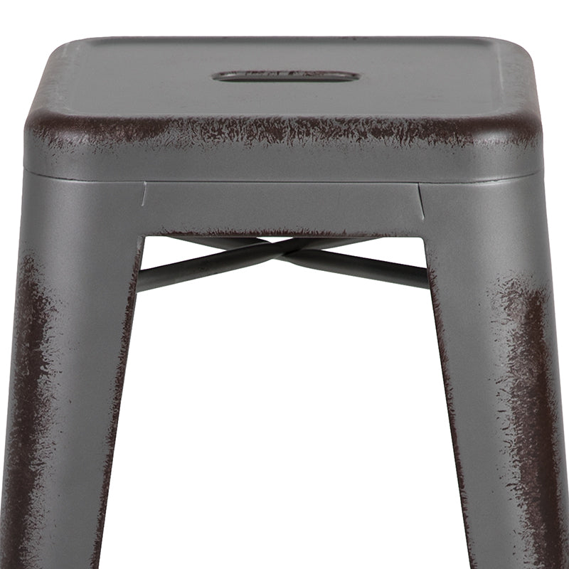 30"h Distressed Silver Stool